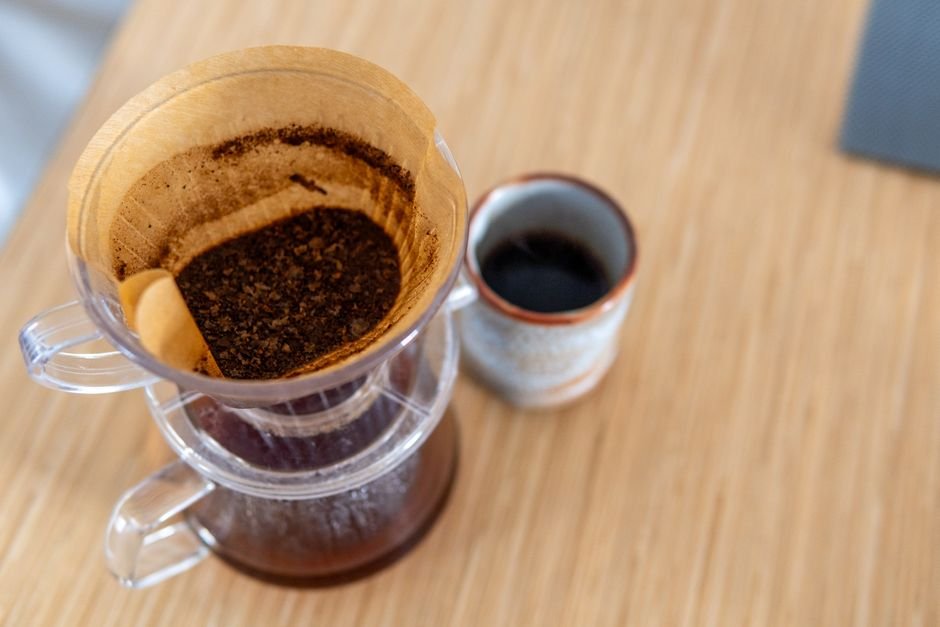 Brewing coffee with V60 dripper and filter paper
