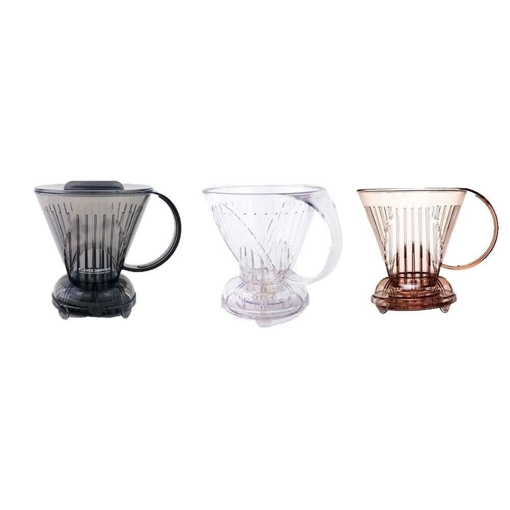 Clever Dripper 聰明濾杯 L 號 Tritan 款，透明錐形濾杯搭配圓潤底座與側握把