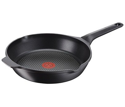 Tefal 佳溫紅心（Thermo-Signal）溫度指示，加熱達 180°C 時紅心由虛轉實；商品圖來源：Tefal 官方