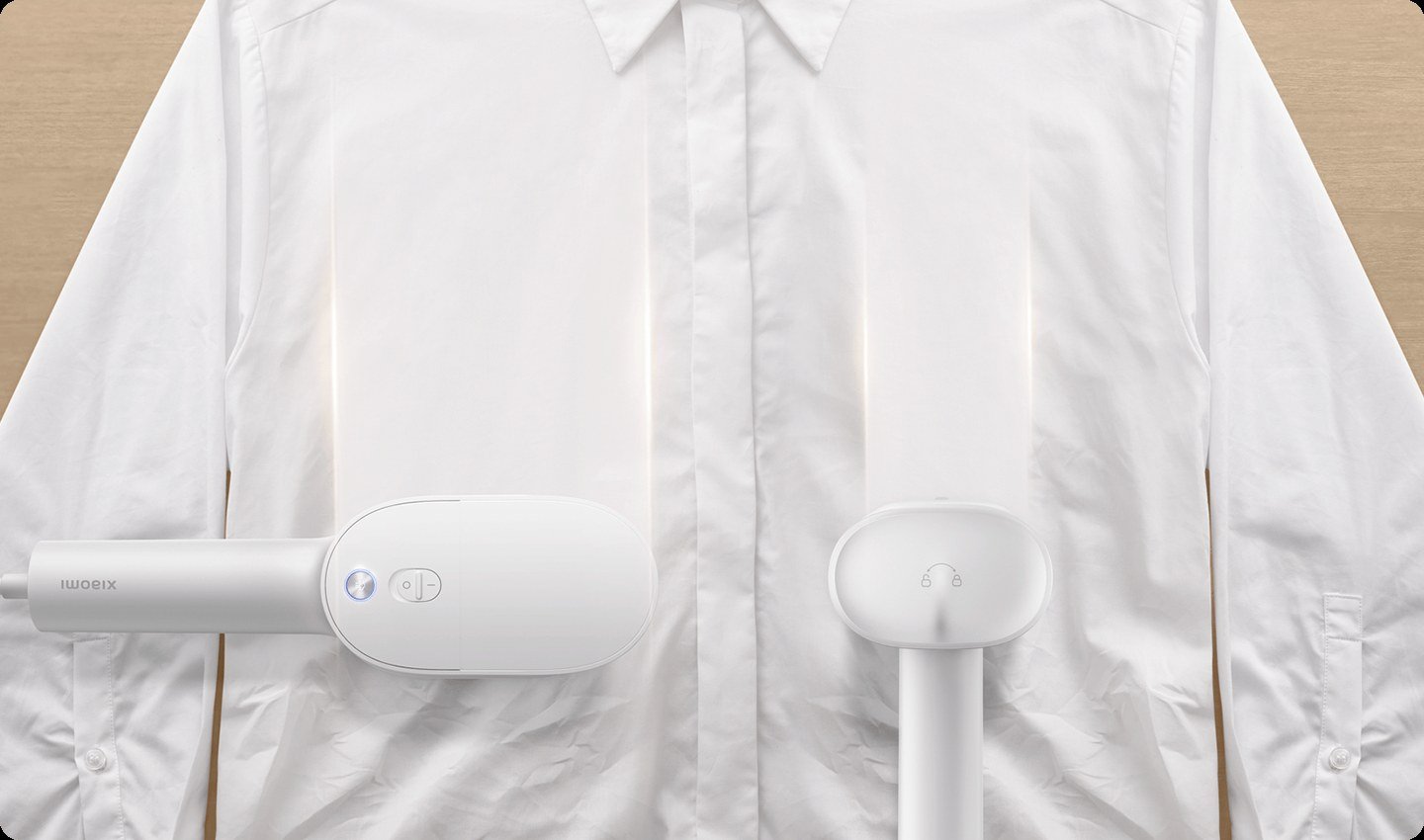小米 Xiaomi 手持蒸汽熨燙機 B502CN 襯衫除皺前後對照示意；商品圖來源：小米台灣官網產品頁